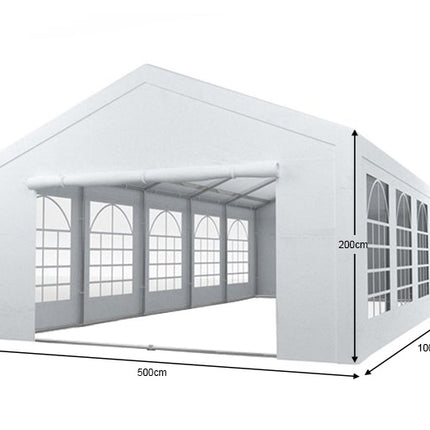 Partytent wit pvc met grondframe 5x10m