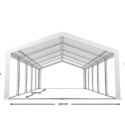 Partytent wit pvc met grondframe 5x10m