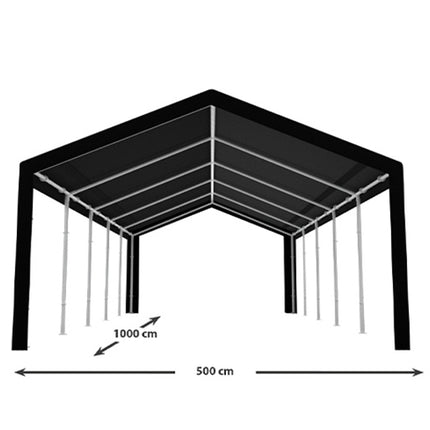 Partytent zwart semi professioneel 5x10m