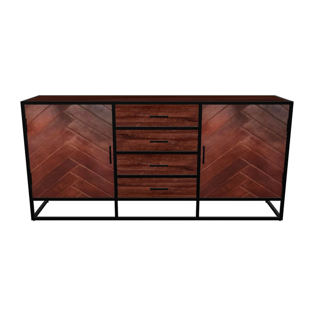 Dressoir visgraat mangohout 180cm walnoot Cody