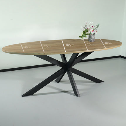 Eettafel Rato ovaal 210cm lichtbruin MDF