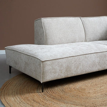 Hoekbank River beige loungebank 289cm polyester bankstel links