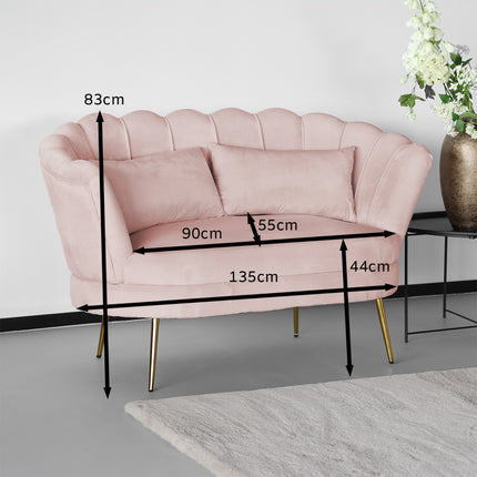 Zitbank roze velvet 135cm Belle