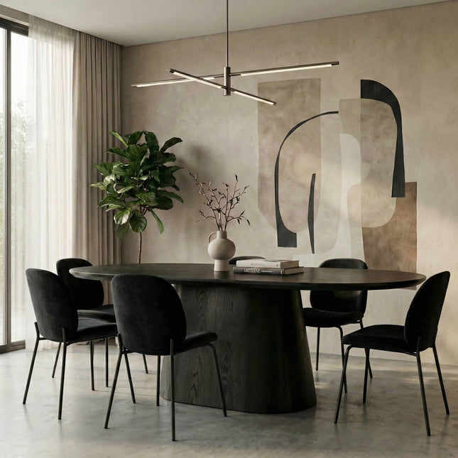 Eettafel Japandi ovaal Saga 210cm zwart MDF