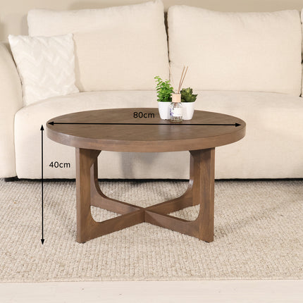 Salontafel Japandi rond 80cm walnoot mangohout Bram