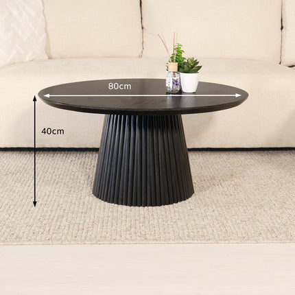 Salontafel Japandi rond zwart mangohout 80cm Kimi