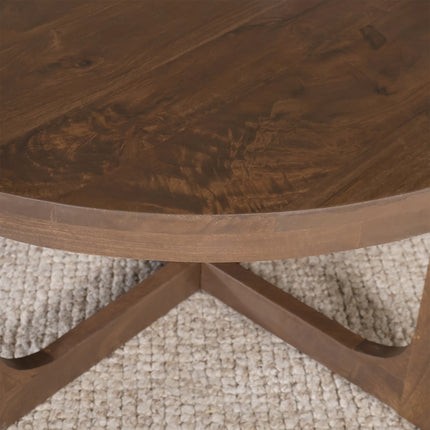 Salontafel Japandi rond 80cm walnoot mangohout Bram