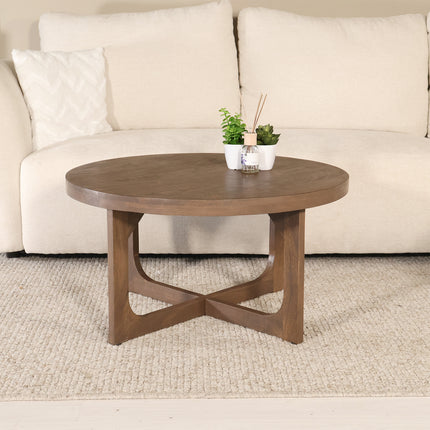 Salontafel Japandi rond 80cm walnoot mangohout Bram