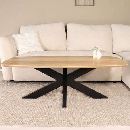 Salontafel deens ovaal mangohout 130cm lichtbruin Livy