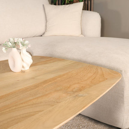 Salontafel deens ovaal mangohout 130cm lichtbruin Livy