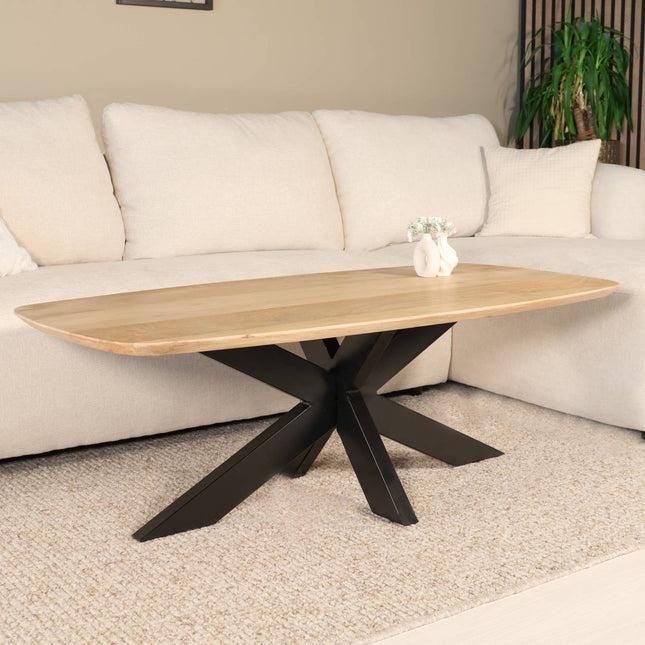Salontafel deens ovaal mangohout 130cm lichtbruin Livy
