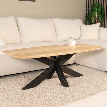 Salontafel deens ovaal mangohout 130cm lichtbruin Livy