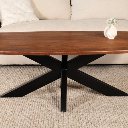 Salontafel deens ovaal mangohout 130cm bruin Livy