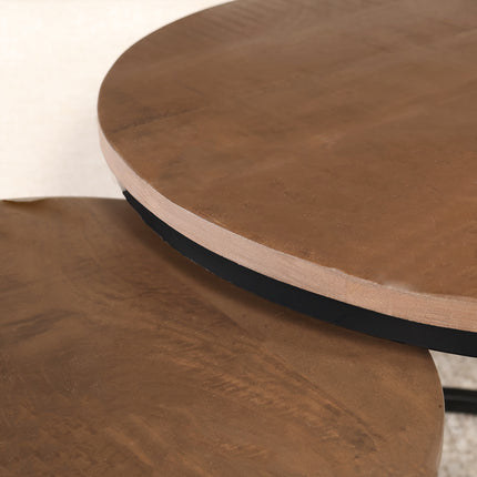 Salontafel rond 3delig walnoot mangohout Jaell