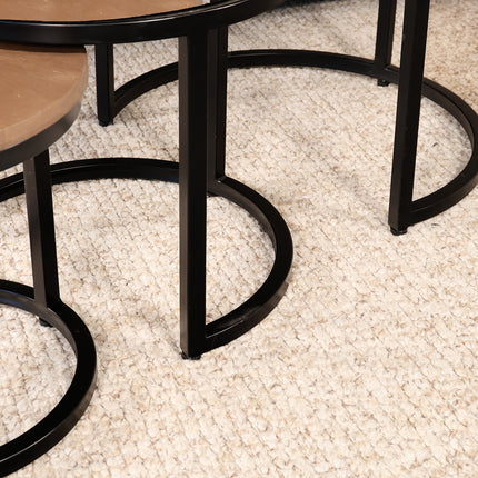 Salontafel rond 3delig walnoot mangohout Jaell