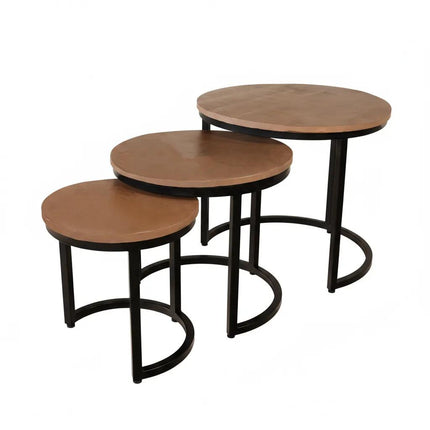 Salontafel rond 3delig walnoot mangohout Jaell