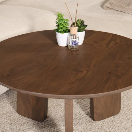 Tweedekans model: Salontafel Japandi rond 80cm bruin walnoot mangohout Kiko