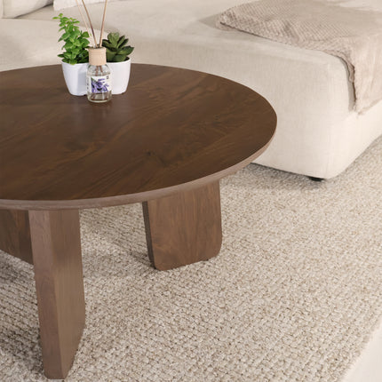 Tweedekans model: Salontafel Japandi rond 80cm bruin walnoot mangohout Kiko