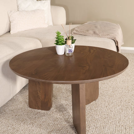 Tweedekans model: Salontafel Japandi rond 80cm bruin walnoot mangohout Kiko