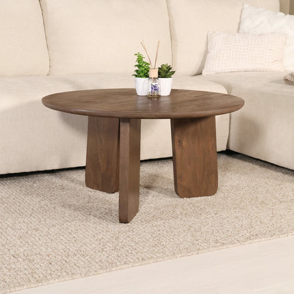 Tweedekans model: Salontafel Japandi rond 80cm bruin walnoot mangohout Kiko