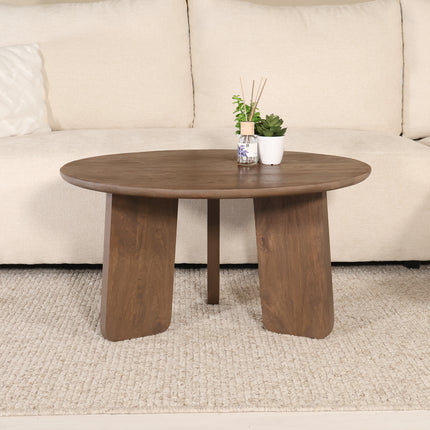 Tweedekans model: Salontafel Japandi rond 80cm bruin walnoot mangohout Kiko