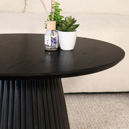 Salontafel Japandi rond zwart mangohout 80cm Kimi