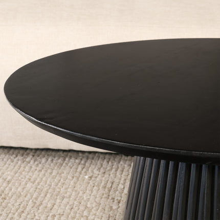 Salontafel Japandi rond zwart mangohout 80cm Kimi