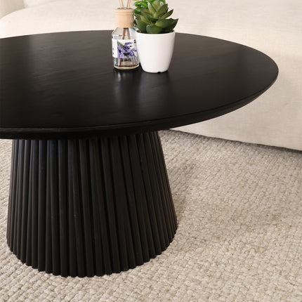 Salontafel Japandi rond zwart mangohout 80cm Kimi