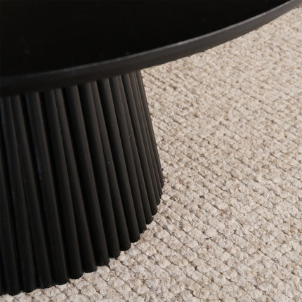 Salontafel Japandi rond zwart mangohout 80cm Kimi