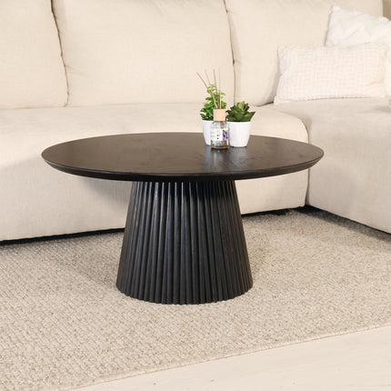 Salontafel Japandi rond zwart mangohout 80cm Kimi