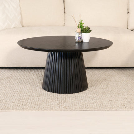 Salontafel Japandi rond zwart mangohout 80cm Kimi