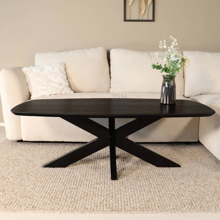 Salontafel deens ovaal mangohout 130cm zwart Livy