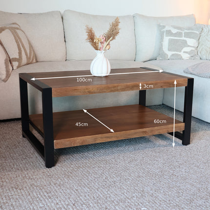 Salontafel rechthoekig walnoot mangohout 100cm Lotus