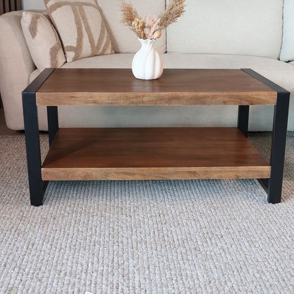 Salontafel rechthoekig walnoot mangohout 100cm Lotus