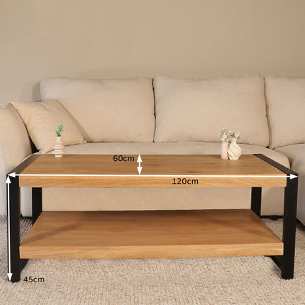 Salontafel rechthoekig lichtbruin mangohout 120cm Lotus