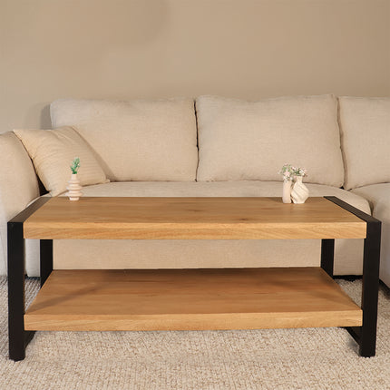 Salontafel rechthoekig lichtbruin mangohout 120cm Lotus