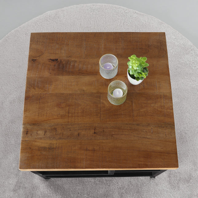 Salontafel industrieel mangohout Sunny 60cm side table massief hout mango bijzettafel