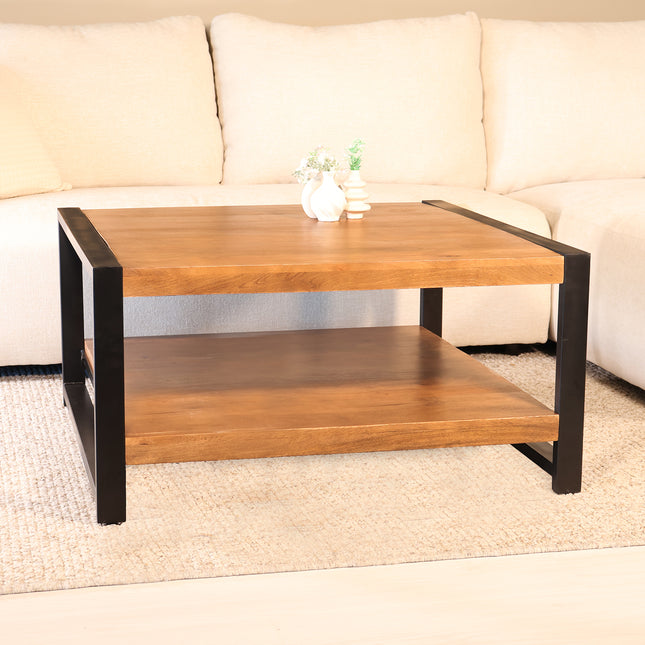 Salontafel vierkant walnoot mangohout 90cm Violet