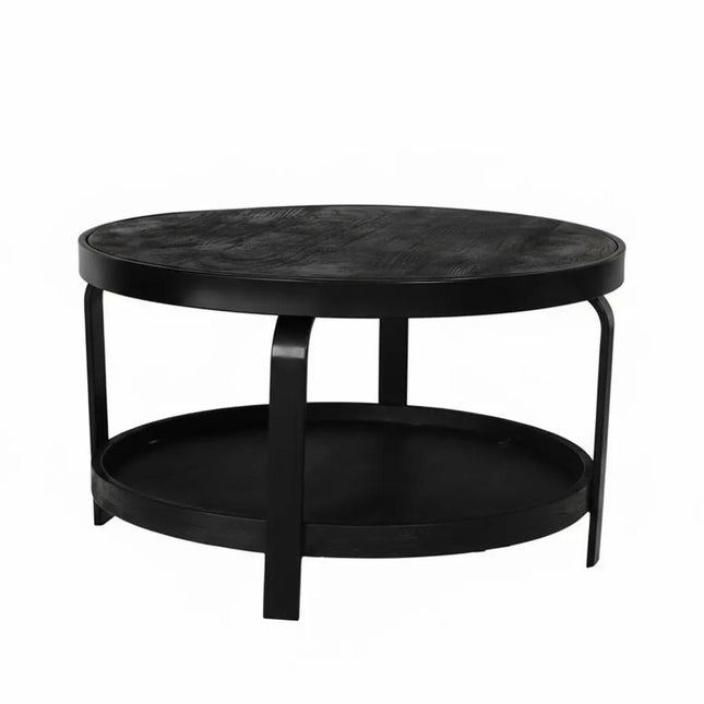 Salontafel rond zwart mangohout 80cm Marian