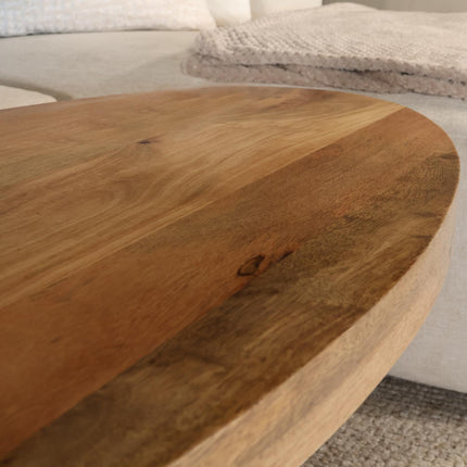 Salontafel ovaal lichtbruin mangohout 140cm Jimmy