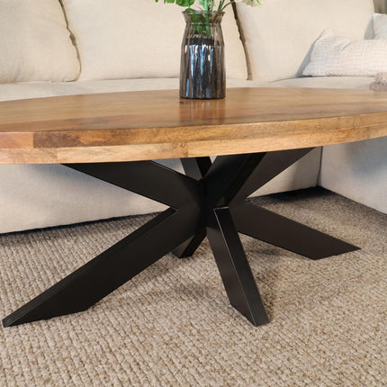 Salontafel ovaal lichtbruin mangohout 140cm Jimmy