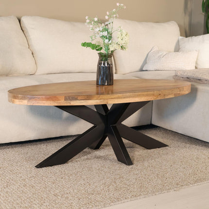 Salontafel ovaal lichtbruin mangohout 140cm Jimmy