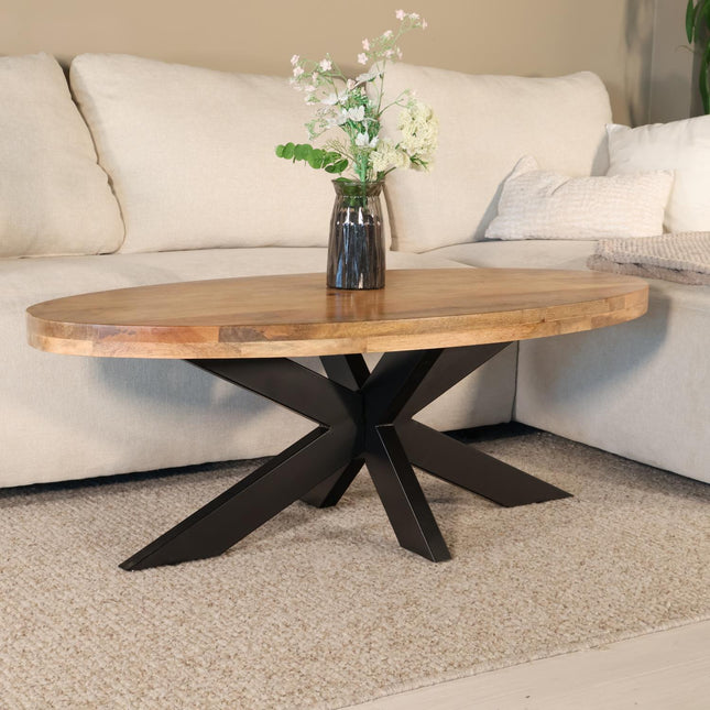 Salontafel ovaal lichtbruin mangohout 140cm Jimmy