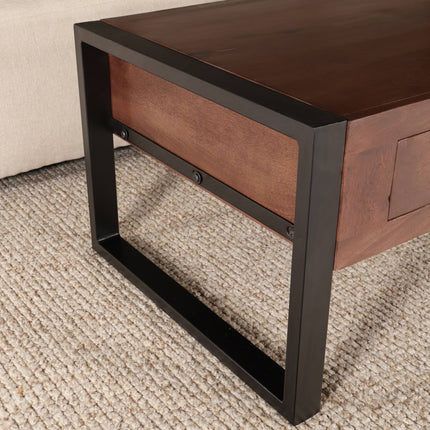 Salontafel rechthoekig met lades walnoot bruin mangohout 120cm Kai