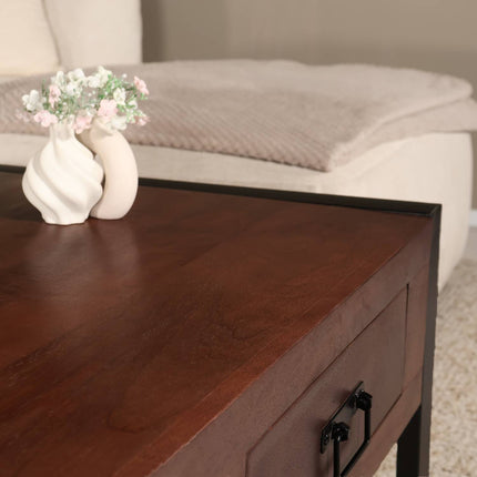 Salontafel rechthoekig met lades walnoot bruin mangohout 120cm Kai