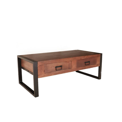 Salontafel rechthoekig met lades walnoot bruin mangohout 120cm Kai