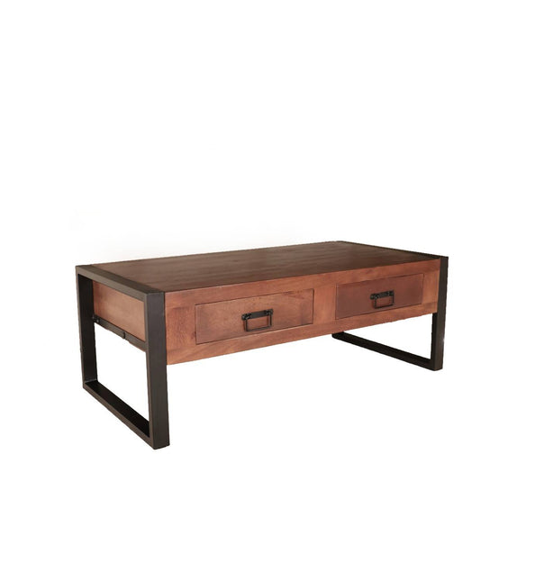 Salontafel rechthoekig met lades walnoot bruin mangohout 120cm Kai