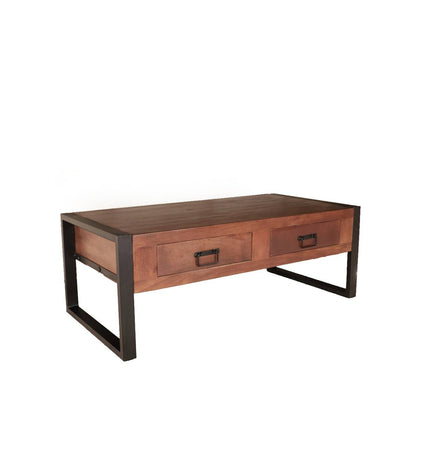 Salontafel rechthoekig met lades walnoot bruin mangohout 120cm Kai