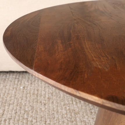 Salontafel Japandi rond bruin mangohout 80cm Remi