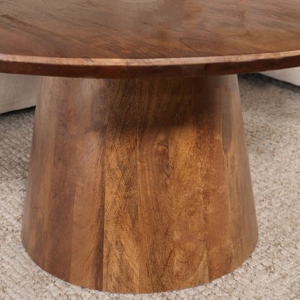Salontafel Japandi rond bruin mangohout 80cm Remi